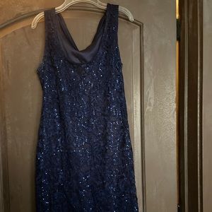 Onyx Nite Sequin Lace Dress - Navy Blue - Size 10